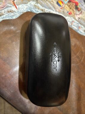 Coach Black Leather Sunglasses Case with Embossed Logo with coach sunglasses